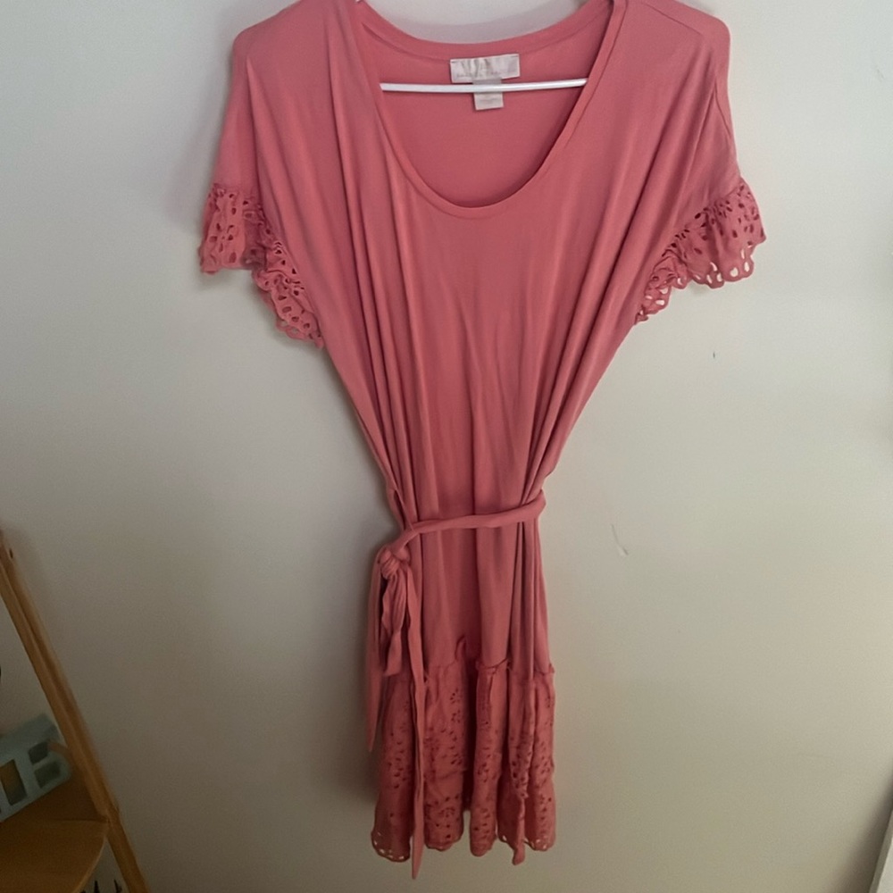 Rachel Parcell pink eyelet midi dress